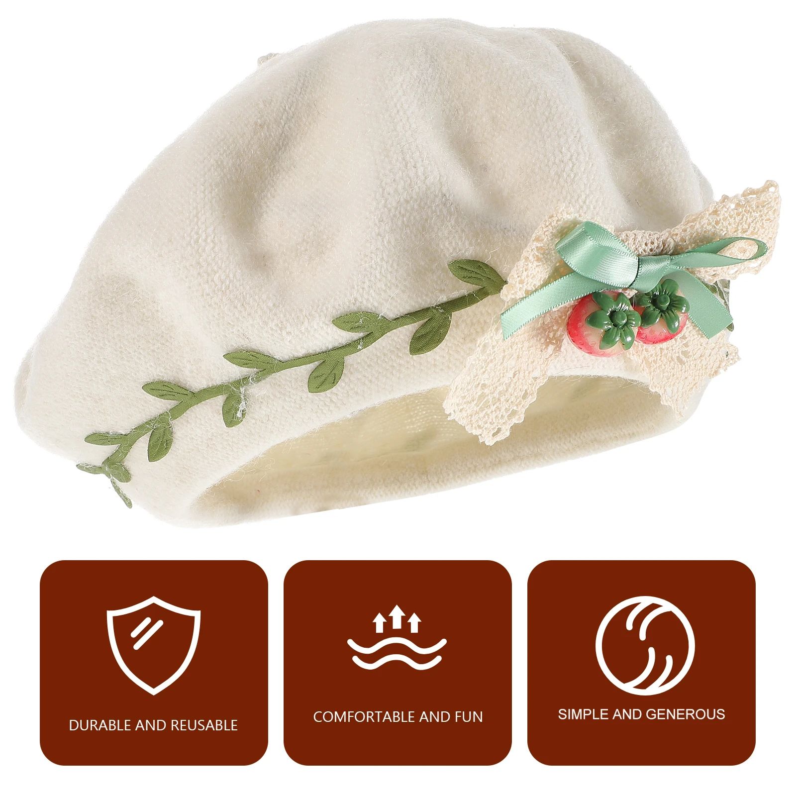 

Strawberry Beret Hats for Women Cute Kawaii Sweet Lolita Wool Beret Hat Girls Caps French Toddler Winter Party Work Daily