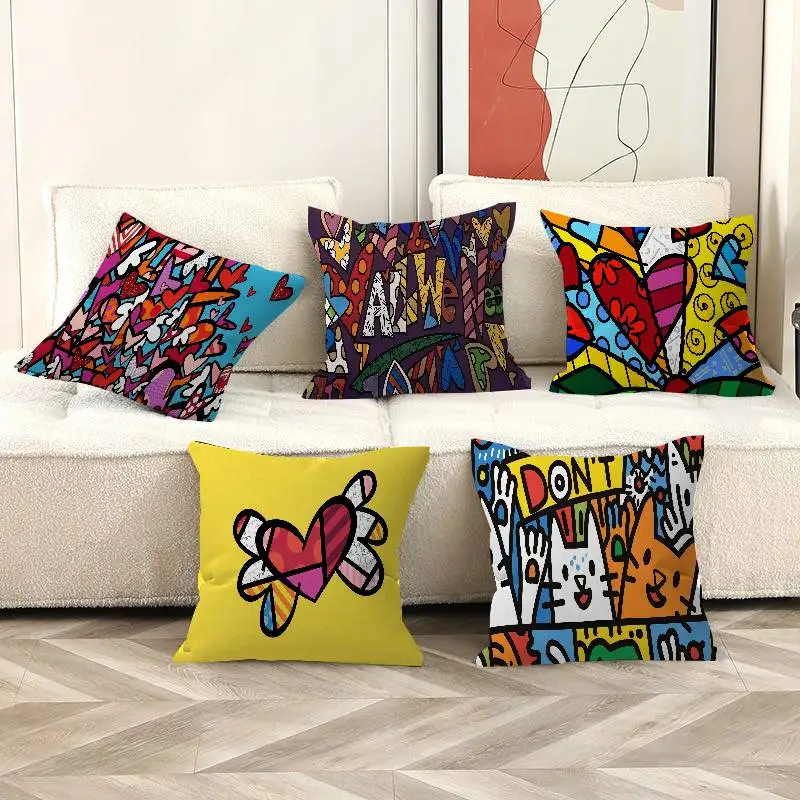 Britto Art Cushion Cover Inches Farmhouse Decor Home Throw Pillow Covers for Couch Decorations