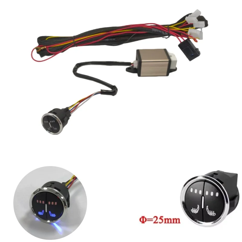 New Build-in Car Seat Heater Kit Fits 2 Seats Universal Alloy Wire/Carbon Fiber Heating Pad Single 3-level Control Switch
