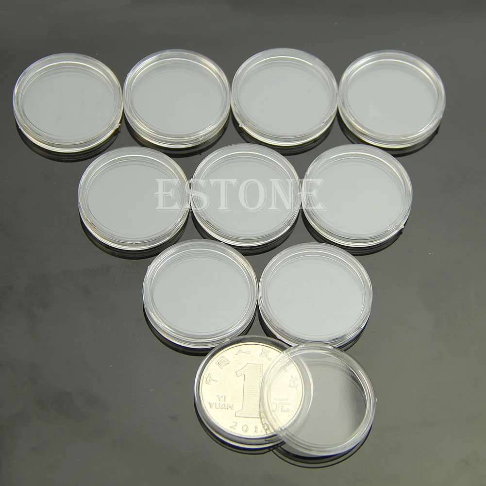 

Hot 10pcs 24mm Clear Round Cases Coin Storage Capsules Holder Round Plastic NEW arrival