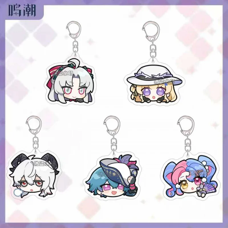 جديد Wuthering موجات المفاتيح Changli XiangLiYao Camellya ندبة Geshulin لطيف الكرتون أنيمي قلادة حلقة رئيسية ظهره مجوهرات هدية