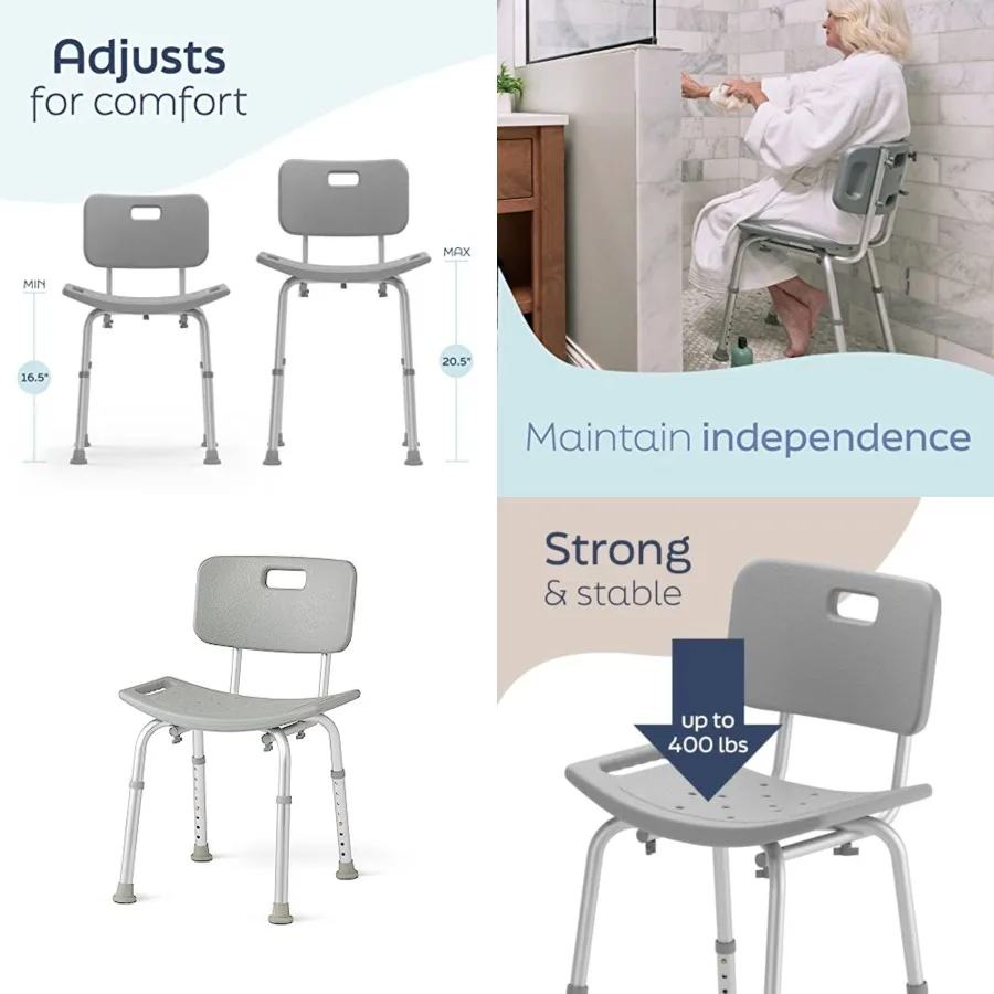 Bath Chair, Bench, Seat, Stool for Disabled, Seniors and Elderly Bathroom Transfer Inside Shower/Tub/Bathtub 400 Lbs. Capacity,