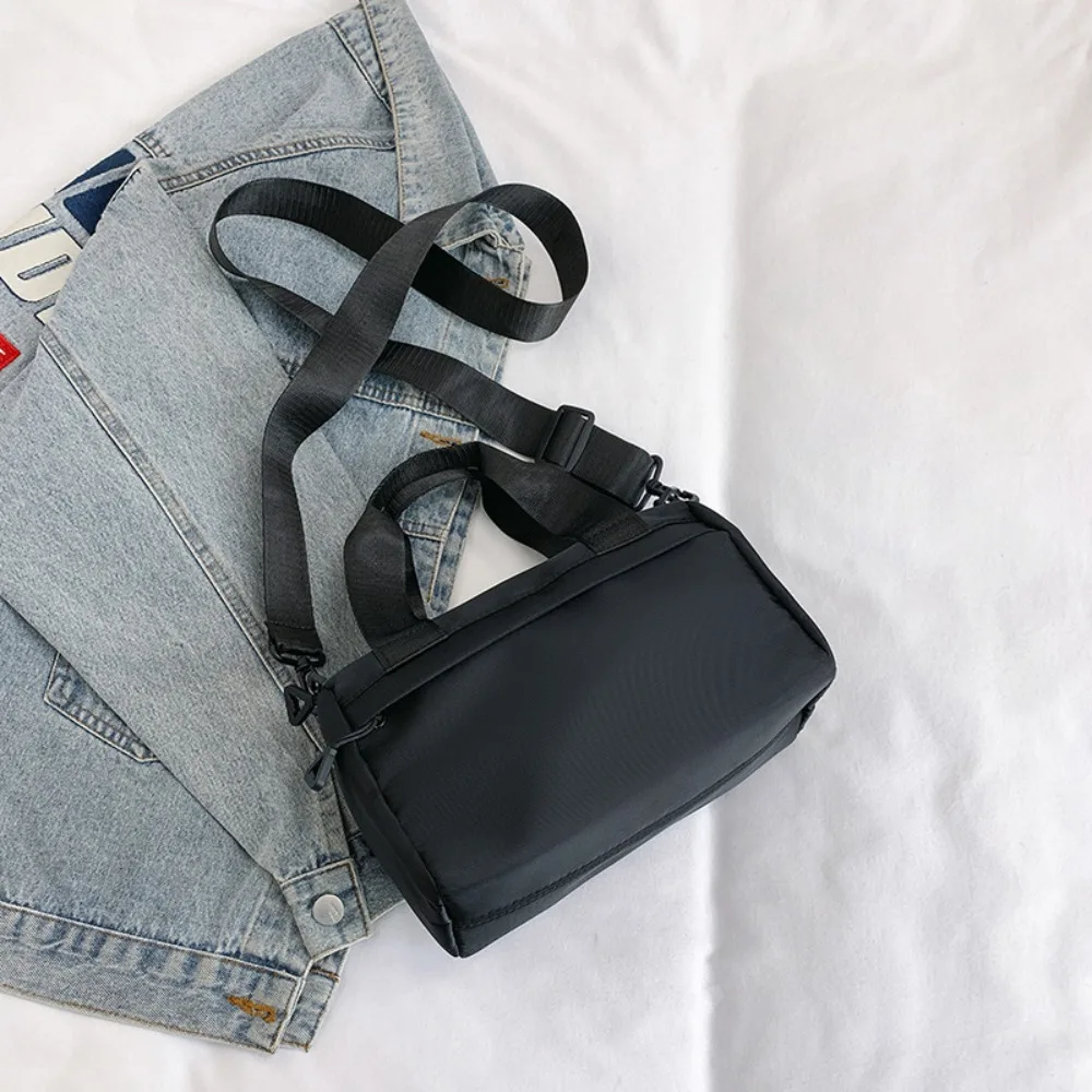 Portable Solid Color Canvas Crossbody Bag Multi-Purpose Lightweight Nylon Shoulder Bag Handbag Tote Bag Small Square Bag Travel