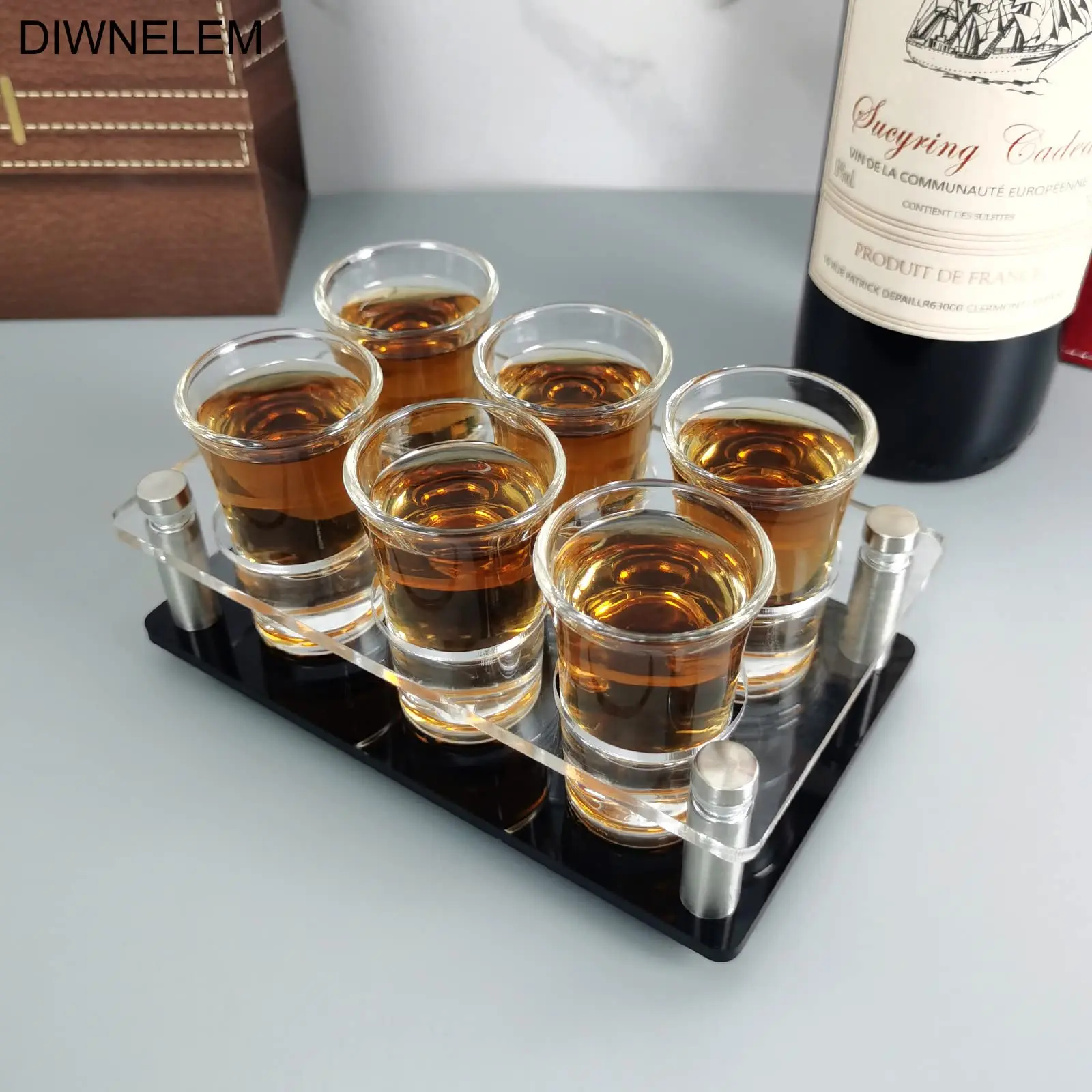 Shot Glass Tray Holder, Bar Acrylic Shot Glasses Holders Wine Glass Cup Serving Tray Cups Organizer Shot Glass Display for Party