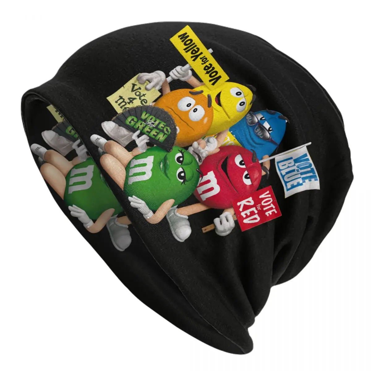 M&M's Chocolate Bonnet Hats Hip Hop Knitting Hat For Women Men Winter Warm Funny Candy Meme Skullies Beanies Caps