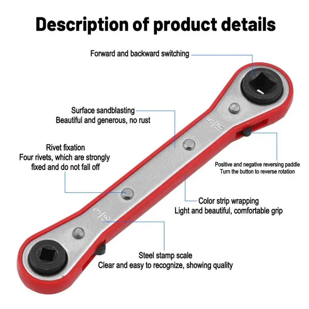 Refrigeration Tool Ratchet Wrench Metal Portable Repair For Cooler Compressor For Refrigerator Freezer Brand New