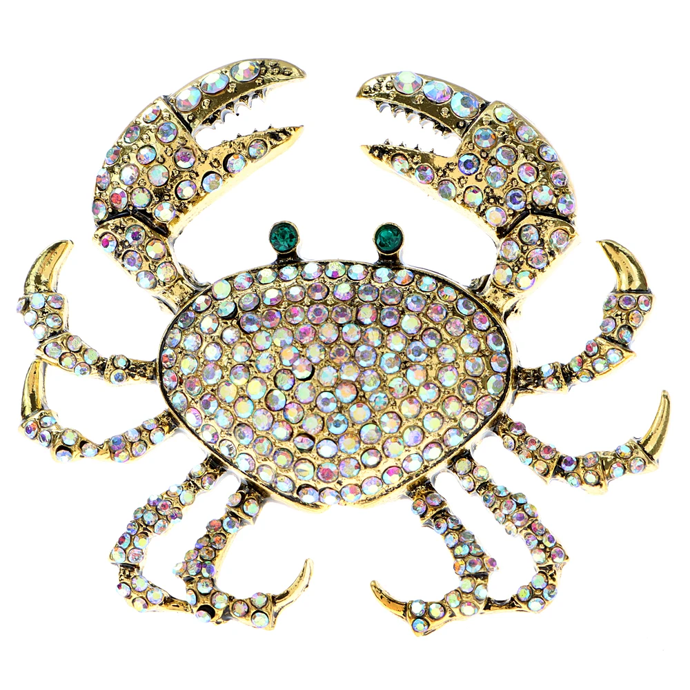 CINDY XIANG White AB Color Crab Brooch