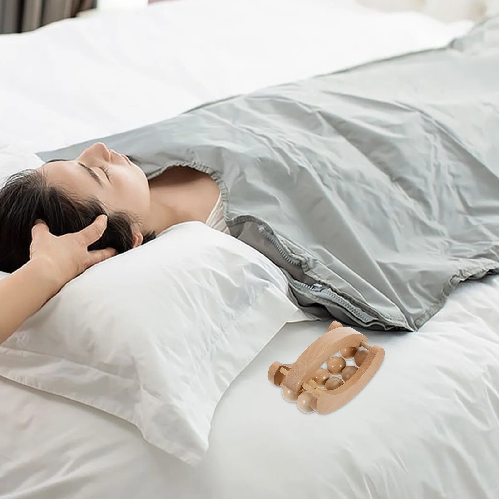 

Wooden Dual Row 10 Bead Massager Back Muscle Relaxation Manual Portable Home Office Travel Stress Relief Massage Wood Massage