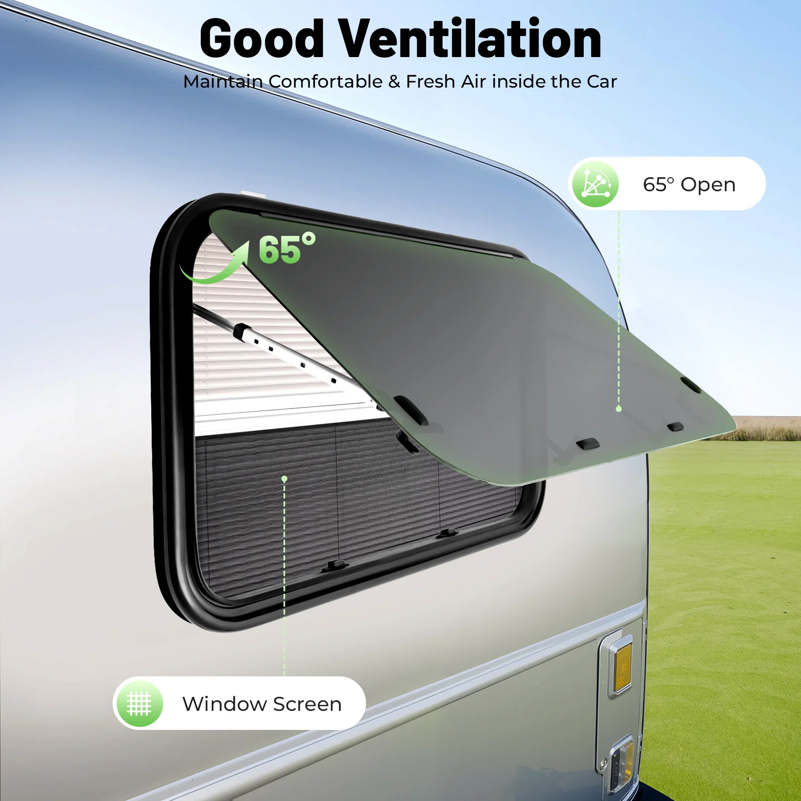 

Caravan Extrapolated Ventilation Window 2 PCS RV Vertical Slide Window With Blind Screen Aluminum Alloy Frame Waterproof