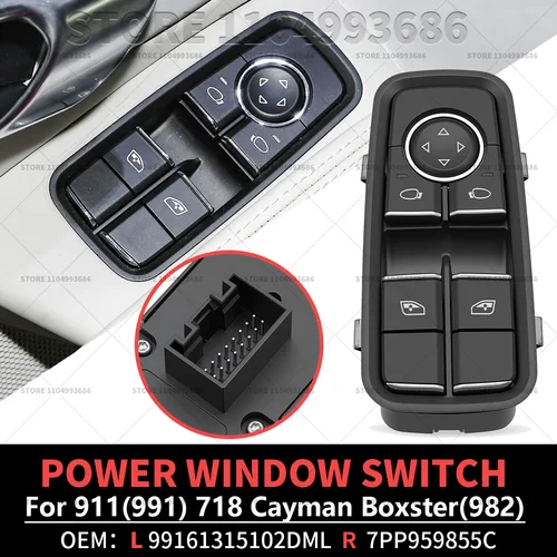 Para 2017-2024 Porsche 718 Boxster Cayman (981 982) 2012-2019 911(991) interruptor principal de ventanilla eléctrica 99161315102DML