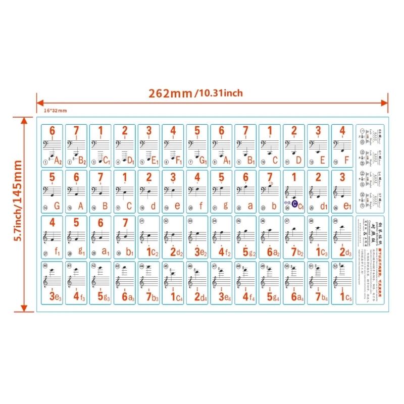 Clear Piano Keyboard Sticker