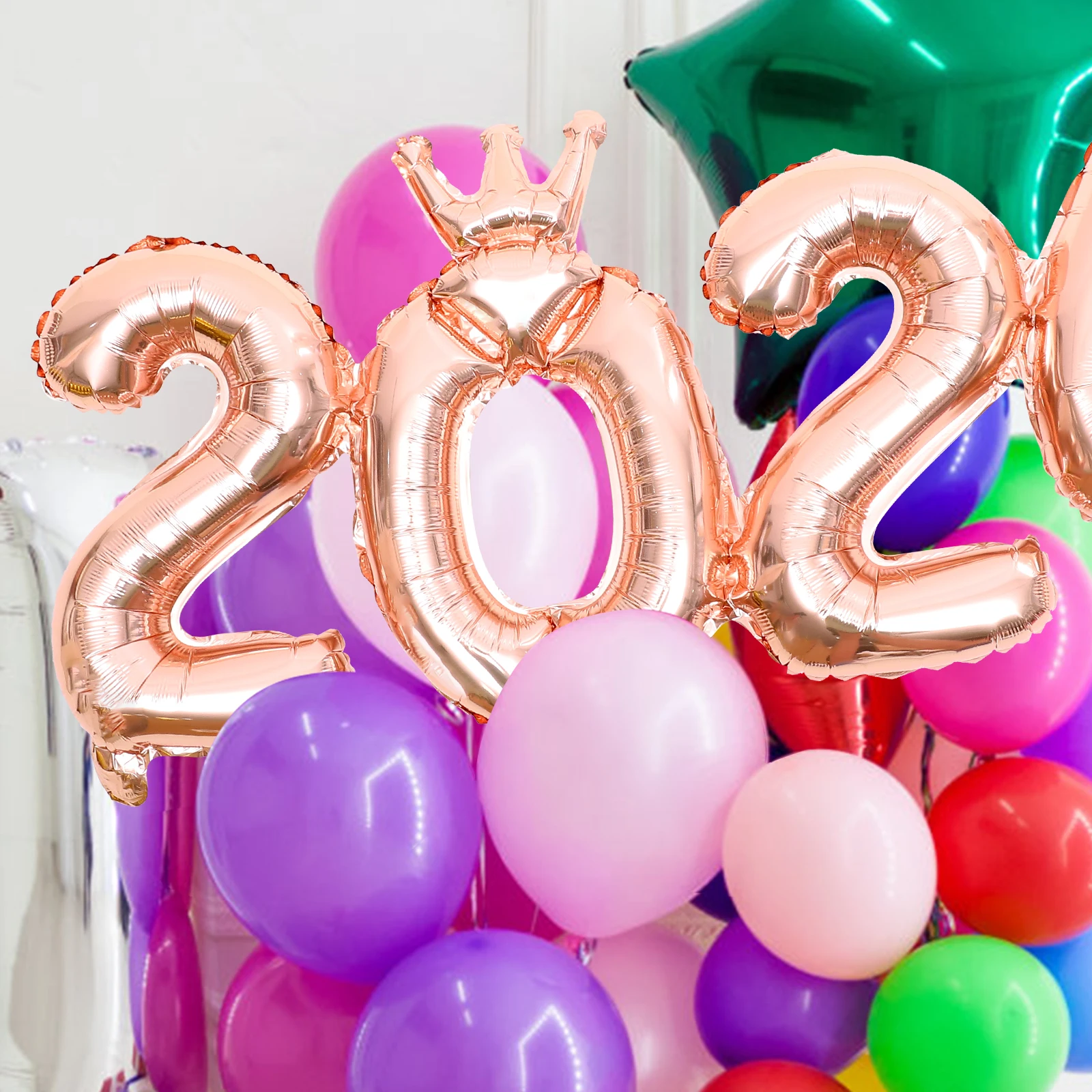 

2024 Digital Crown One Piece Aluminum Film Balloon Red 2024 Number Balloons New Year Graduation Large Number Balloon