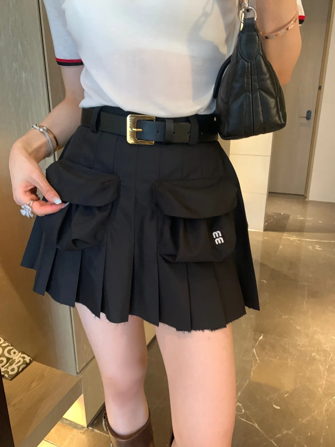 

All-match Workwear Pleated Skirt Women 2025 Summer New Niche Design High Waist Pocket A-line Skirt