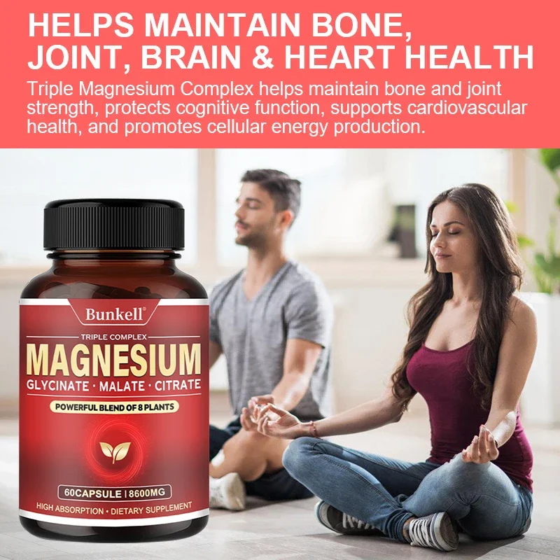 Magnesium Supplementation - Promotes Proper Muscle, Heart and Bone Support Cardiovascular Function and Nutrient Metabolism