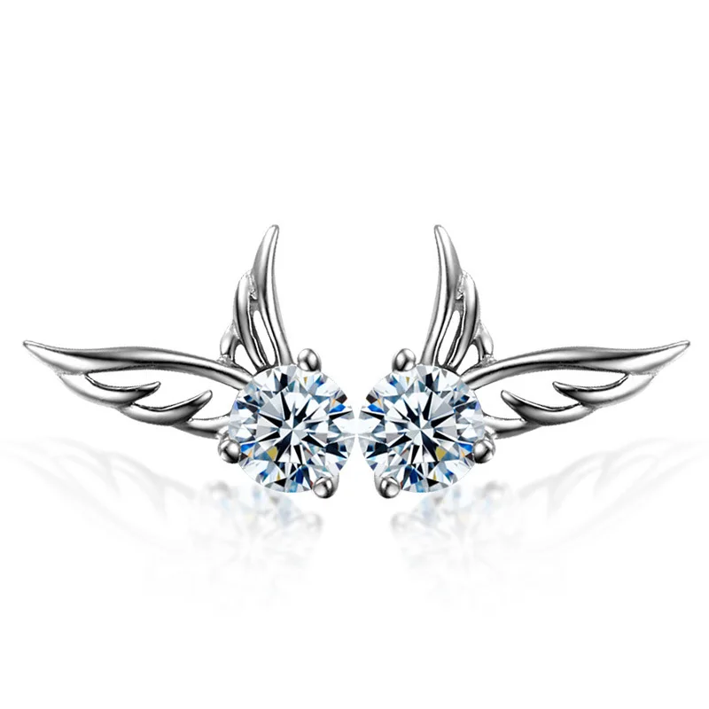 

New in 925 Sterling Silver Angel Wings Zircon Stud Earrings For Women Luxury Designer Jewelry Best Selling GaaBou