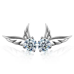 New in 925 Sterling Silver Angel Wings Zircon Stud Earrings For Women Luxury Designer Jewelry Best Selling  GaaBou