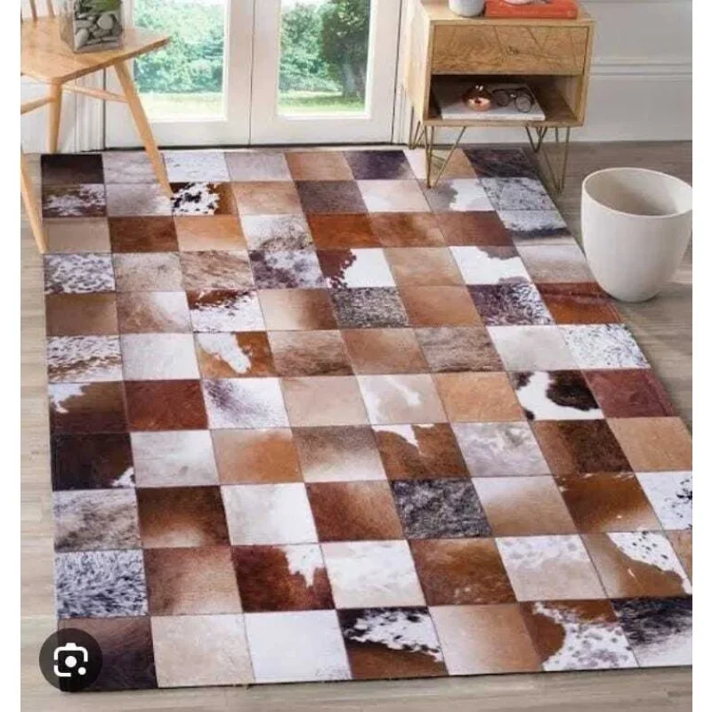 

Leather Carpet Hand Woven Patchwork Decorative Rug Hair Animal Hide Area Rugs