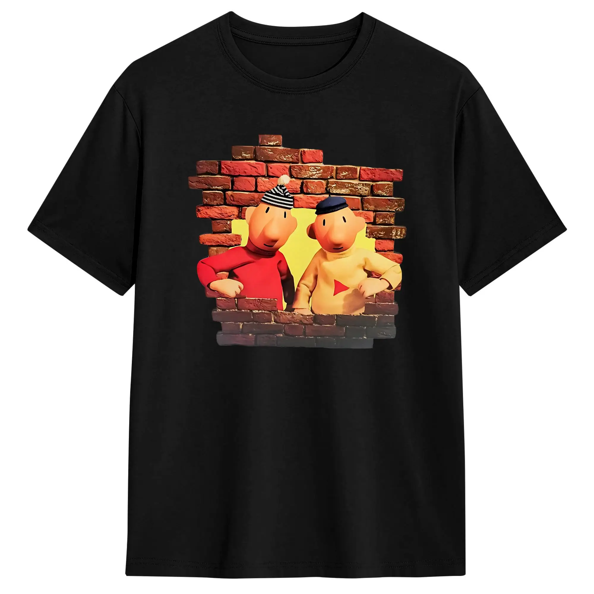 Pat and Mat Cartoon T Shirt Men Cotton Vintage T-Shirt Crewneck  Tees Short Sleeve Clothes Classic