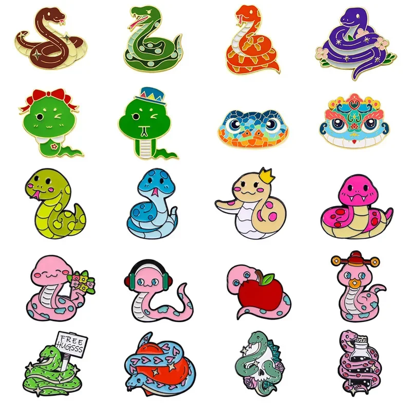 2025 New Year of Snake Brooch Animal Year  Spirit Snake Blessing Children's New Year Gift Accessories With Cartoon Badges