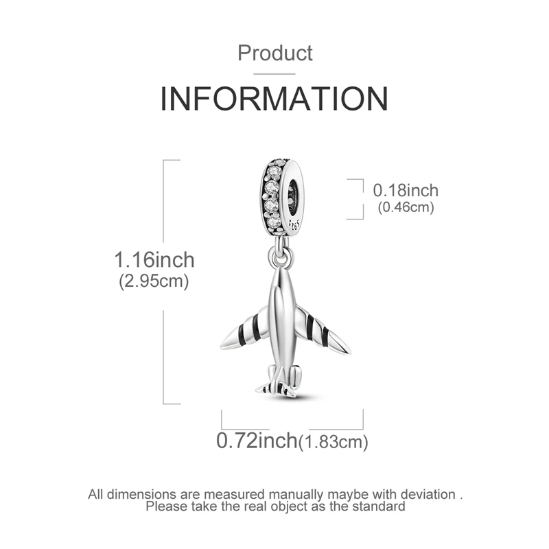 Architektur-Serie 925 Sterling Silber Charms Perlen Flugzeug Reisepass Anhänger Passend für Original Armband Frauen Mädchen DIY Party Geschenke – Detail 21