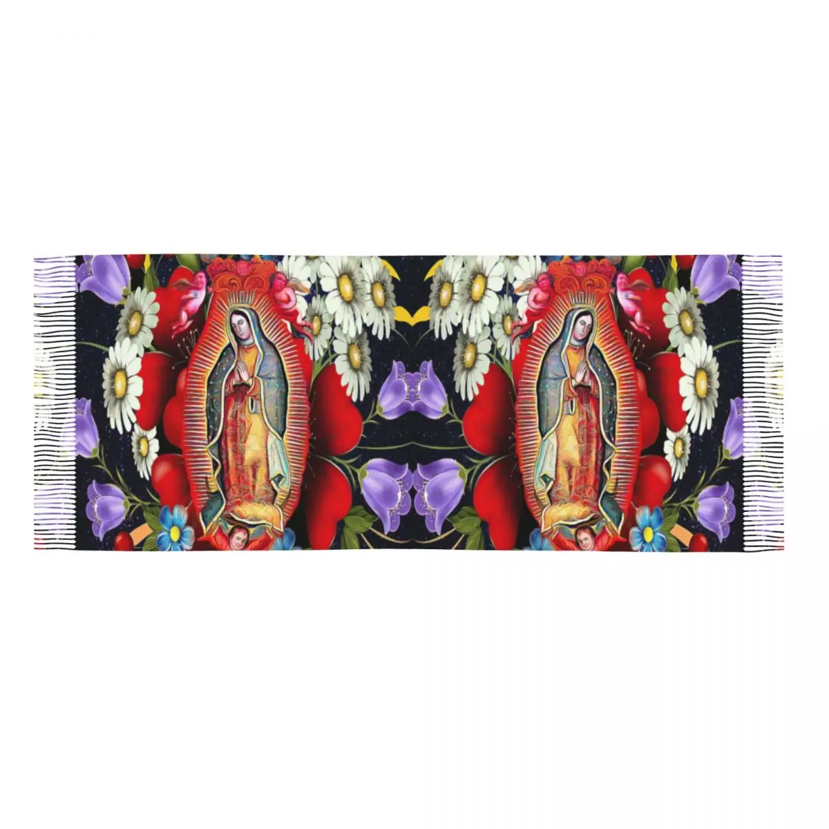 Printed Our Lady Of Guadalupe Scarf Men Women Winter Fall Warm Scarves Mexican Virgin Mary Mexico Flowers Tilma Shawls Wraps