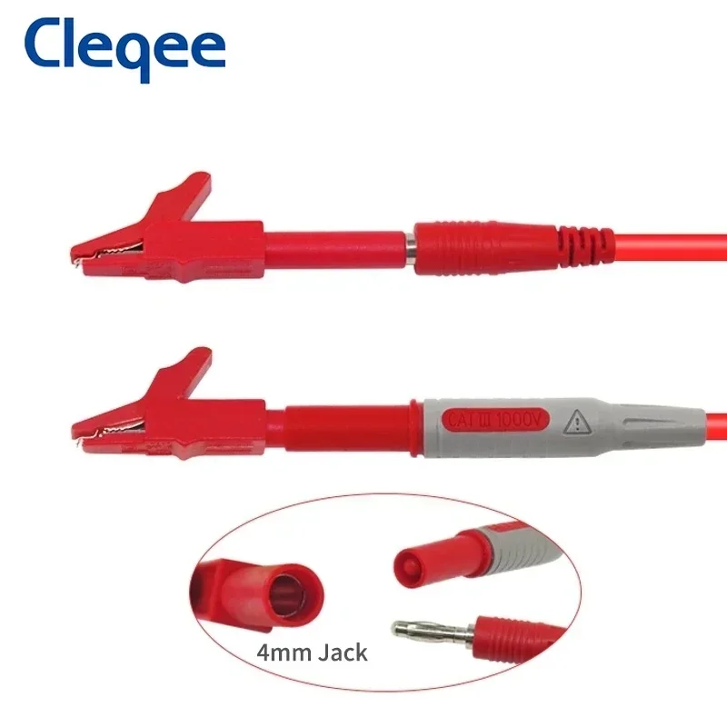 Cleqee P2007 10 قطعة مقاطع التمساح معزولة بالكامل إلى 4 مللي متر الموز أنثى جاك آمنة التمساح المشبك اختبار الملحقات محول