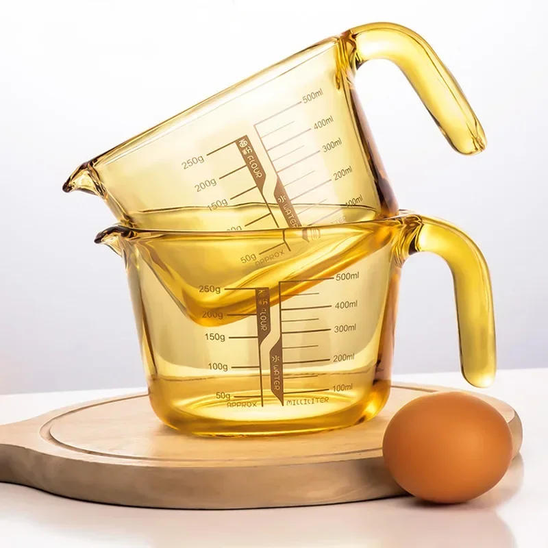 High Temperature Resistant Glass Measuring Scaled Cup, Food Grade Measuring Water Cups, Kitchen Baking Egg Beating Milk Baking