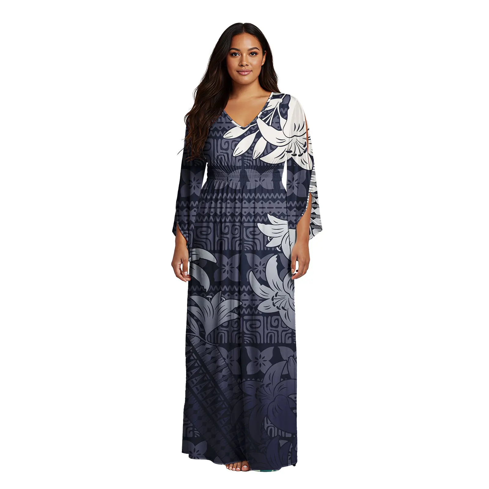 أحدث فستان نسائي برقبة على شكل حرف V مخصص مثير ثوب مسائي بولينيزيا ساموا القبلية تصميم فستان كاجوال #1