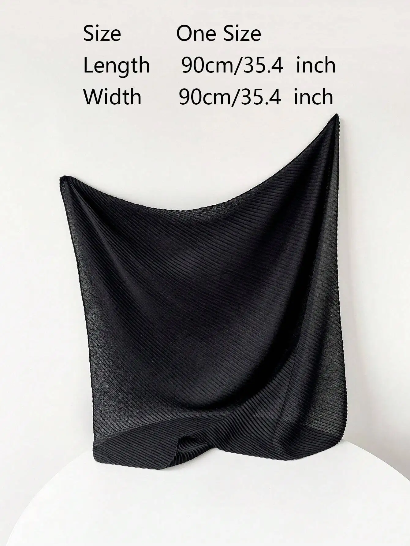 

Women Solid Color Pleated Faux Silk Square Scarf Hijab Headscarf Bandana
