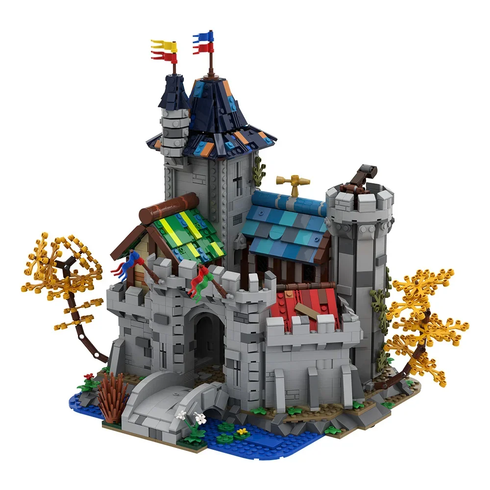 

MOC Medieval Fantasy Castle Bricks Model Modular Fantasy Castle Architecture Street View Building Blocks Toys Kids Birthday Gift