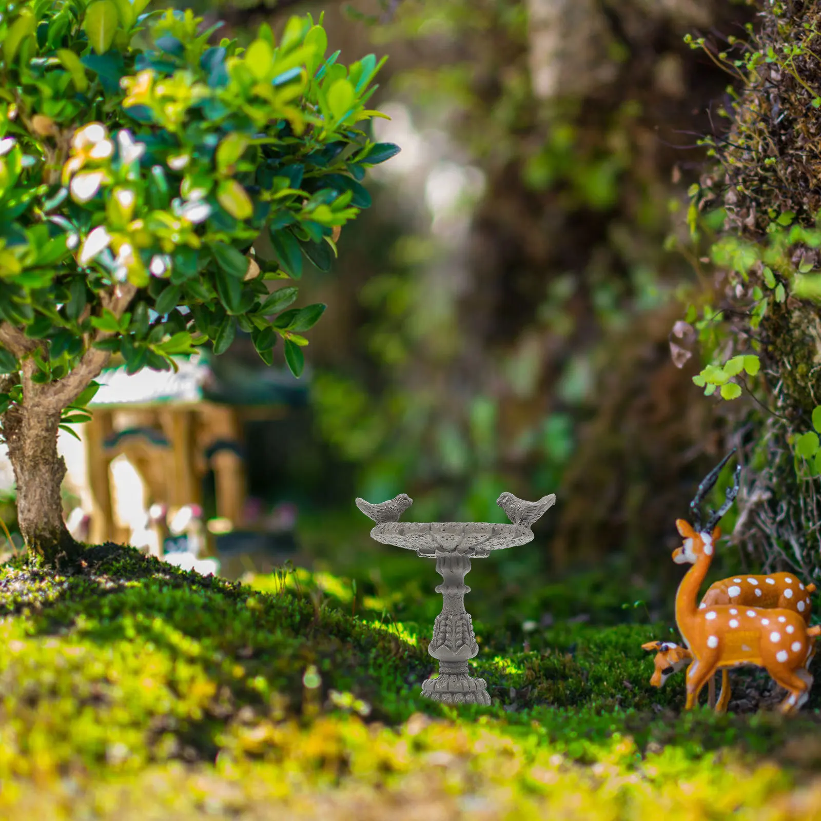 

Miniature Garden Resin Outdoor Fountain Decor 1:12 Scale Artistic Bird Design Small Pond Craft Mini House Scene Micro Landscape