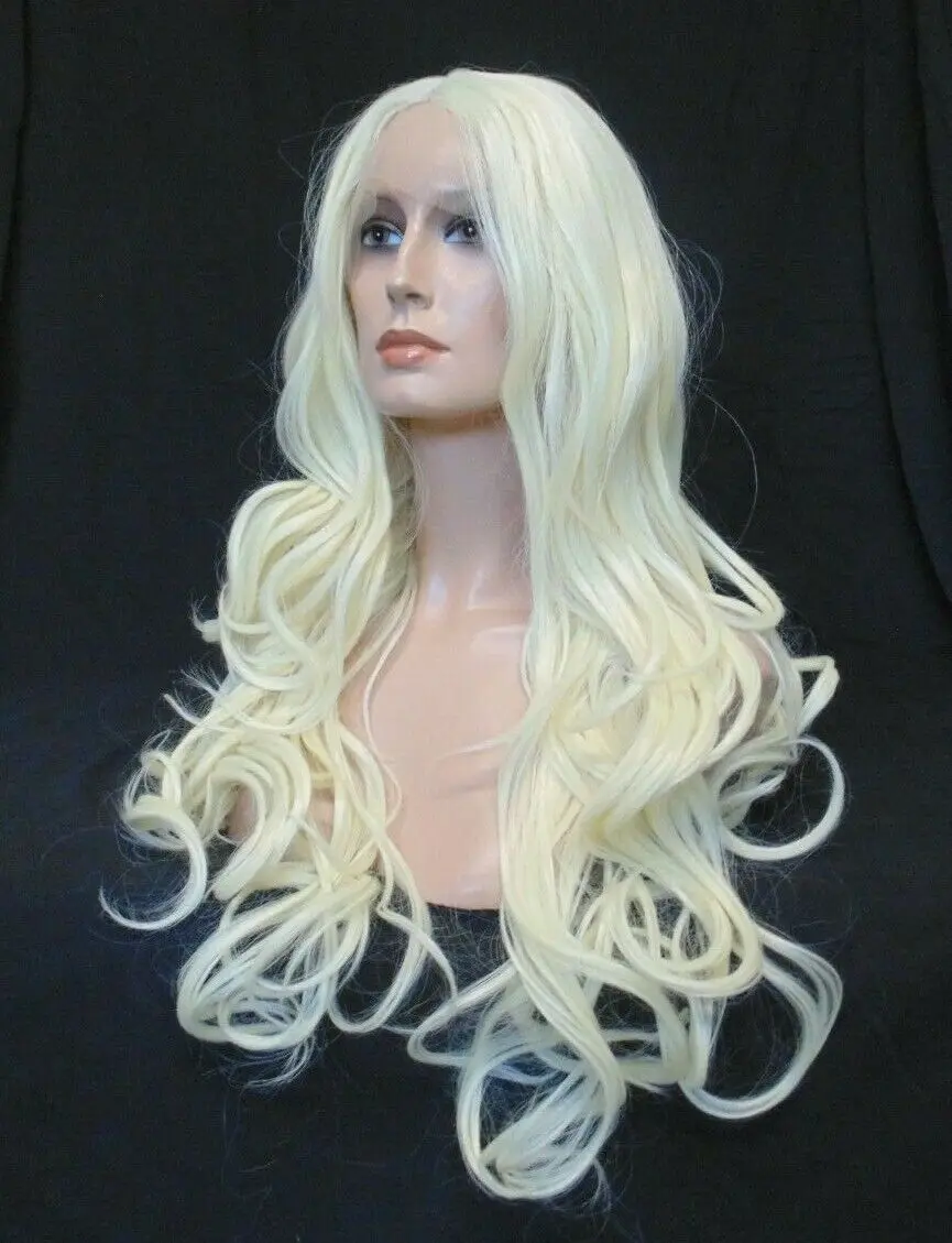 Lace Front set Part Long Wavy Bright Blonde Synthetic Wig