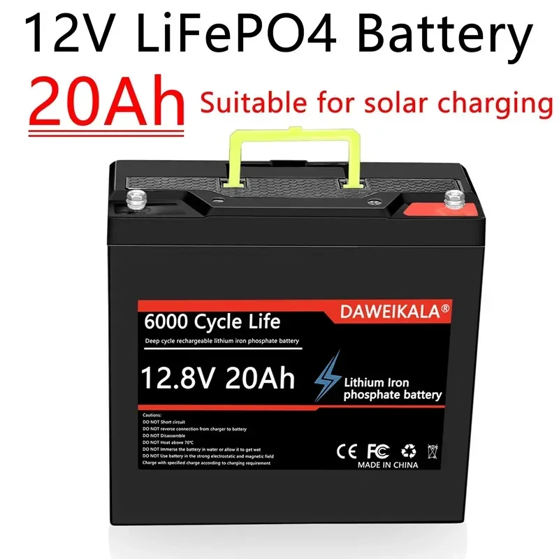 New 12V 20Ah LiFePO4 Battery Built-in BMS 6000 Cycles Lithium Iron Phosphate Rechargeable Battery for UPS, Kids Toys,Fish Finder