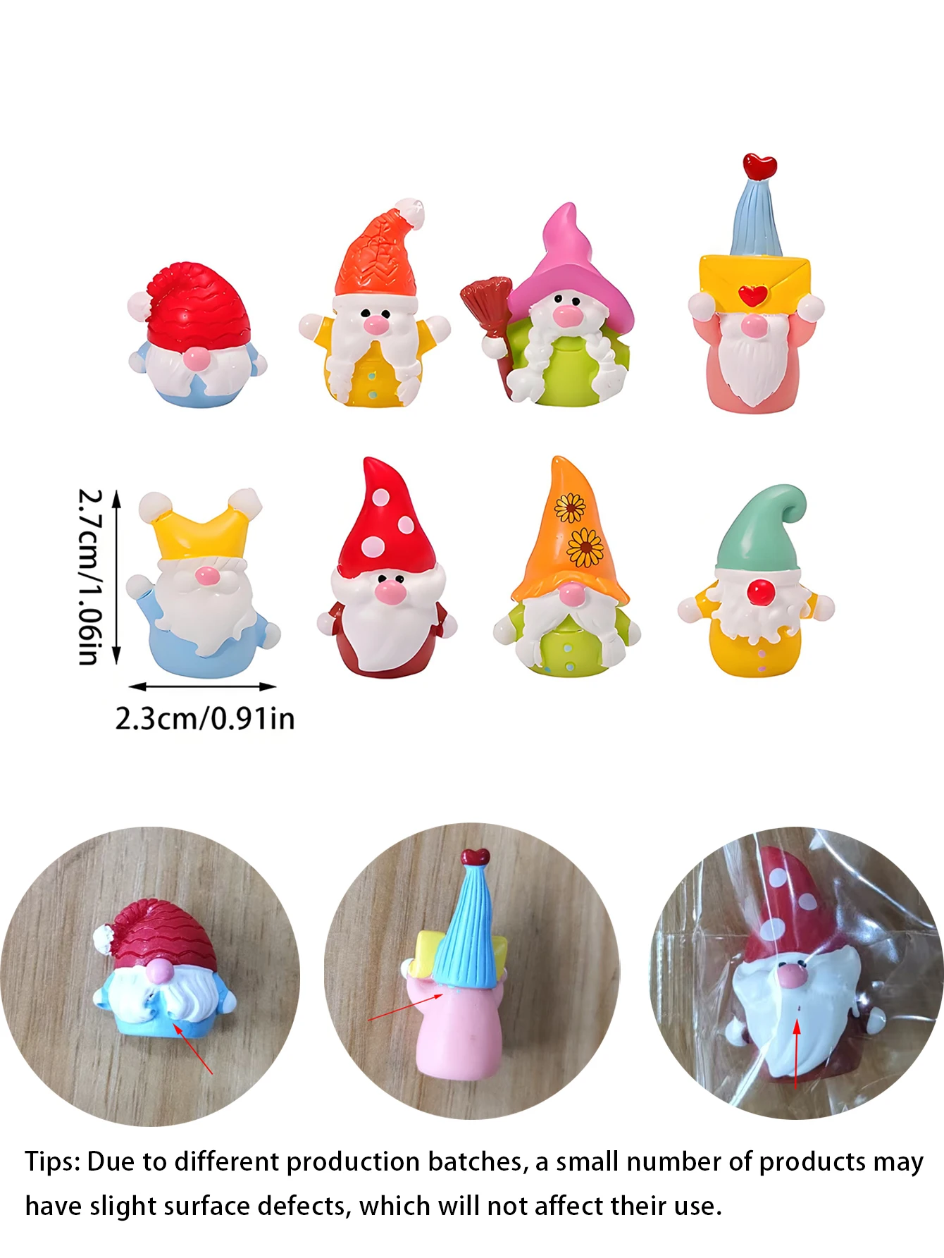 Juego de Mini figuritas de gnomos de resina, adornos navideños para decoración de árbol de Navidad, regalo de vacaciones de jardín de hadas DIY, 8 Uds.