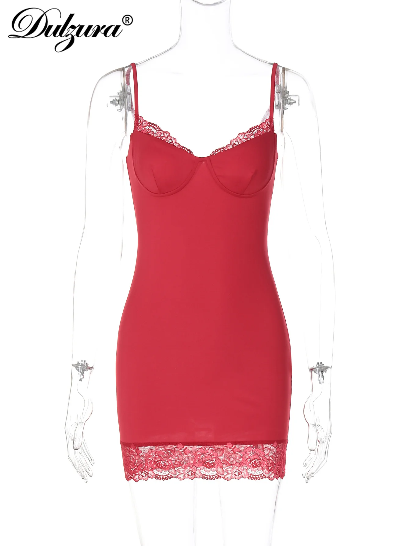 Dulzura senza maniche senza schienale aderente patchwork di pizzo Cami mini abito solido sexy elegante abito corto party clubwear abiti estivi