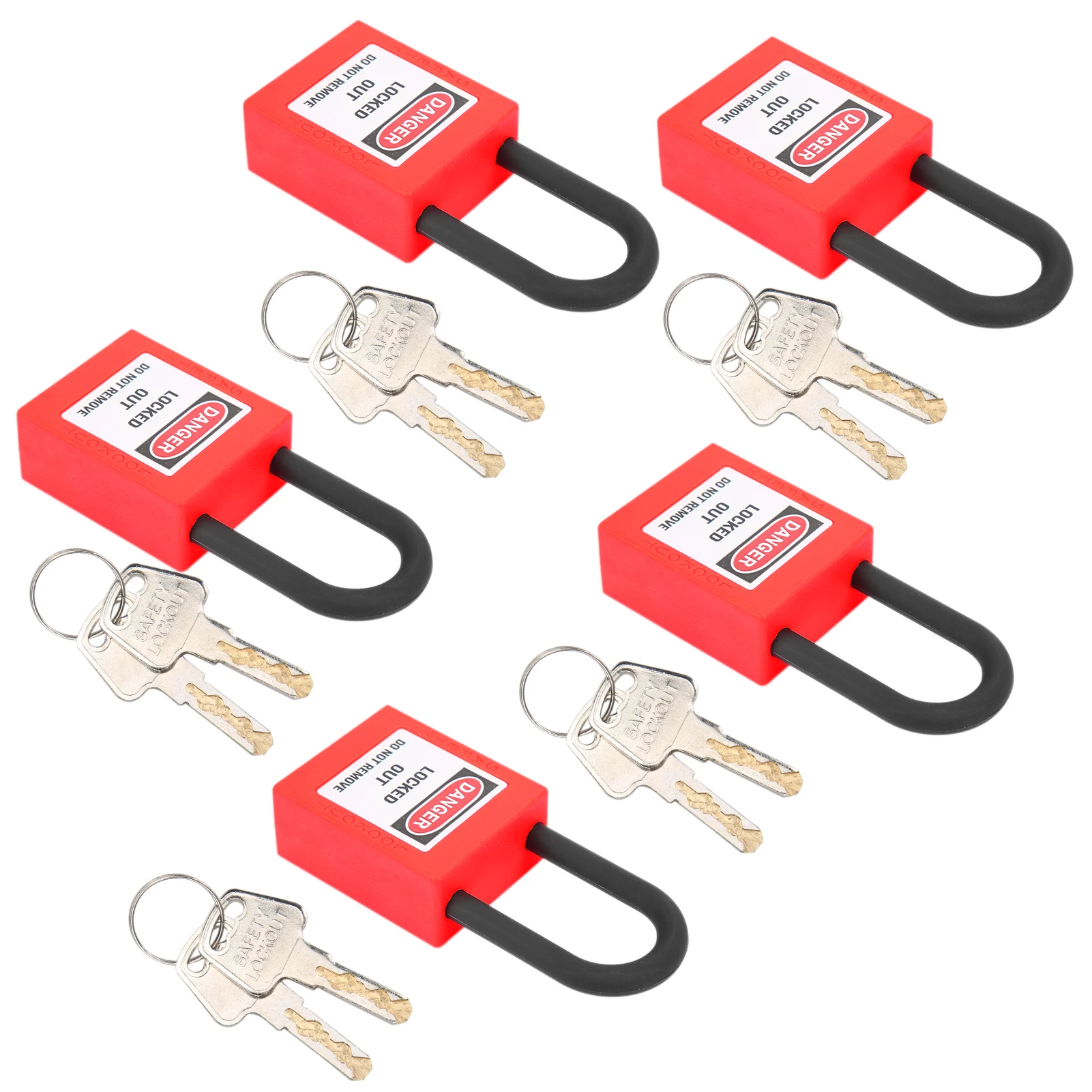 ZK30 	5 Sets Lockout Lock 38mm Nylon Engineered Dustproof Security Padlock for Industrial SiteRed