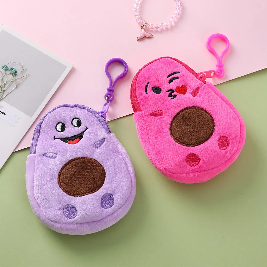 Portafoglio Zero per bambini dei cartoni animati per bambini borsa carina regalo divertimento creativo espressione di Avocado portamonete in peluche