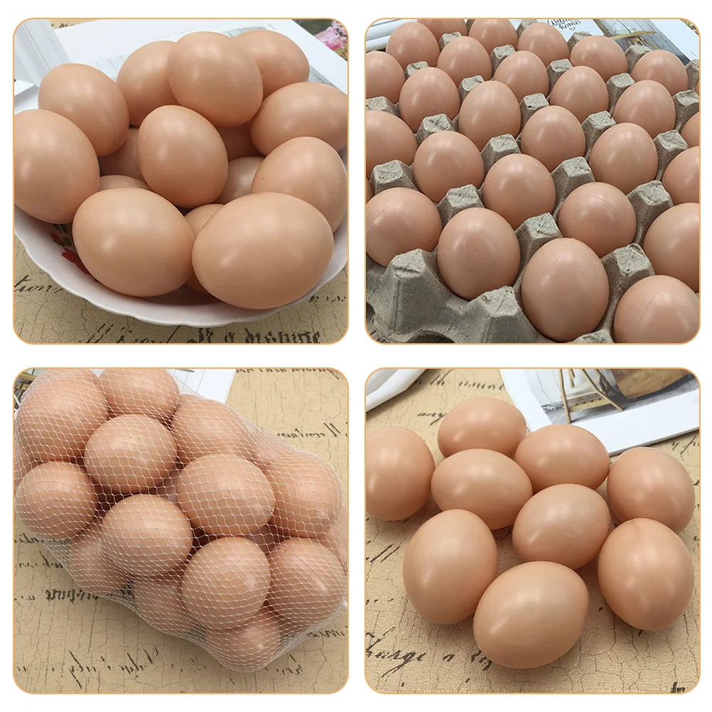 24 Pcs Decorations Imitation Eggs Chicken Nesting Pp Deviled Platter Creative Simulation