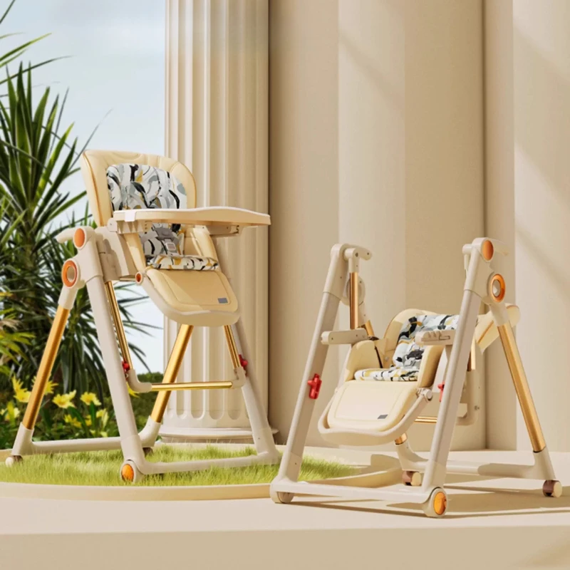 

Детские обеденные стулья-качалки 2-в-1 с пластиковым столом, домашний детский стульчик для кормления, детский стульчик для еды и сна