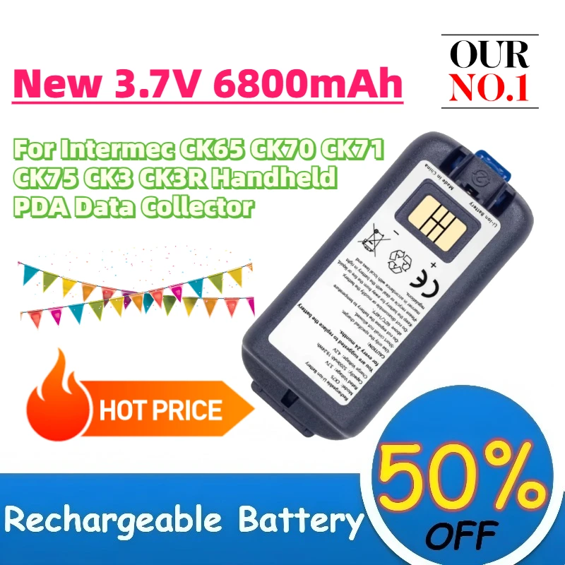 Batería de Repuesto de Iones de Litio de Alta Calidad de 3.7V 6800mAh para Colector de Datos PDA Portátil Intermec CK65 CK70 CK71 CK75 CK3 CK3R