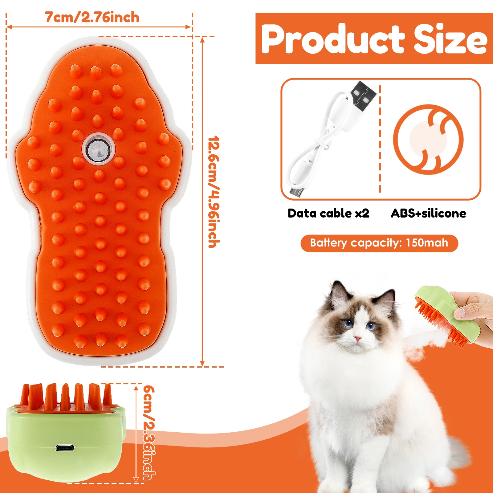 1/2Pcs Cat Steam Brush Steamy Brush Electric Spray Cat Hair Brushes 150mah for Massage Pet Grooming Comb Hair Removal Combs