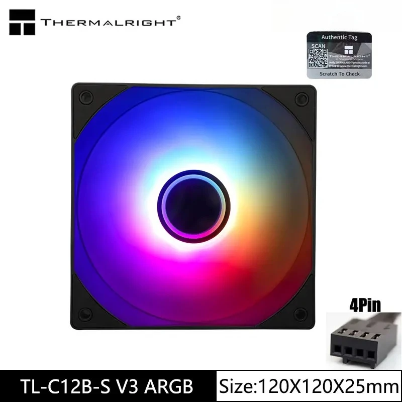 Thermalright TL-C12RW-S V2 chassis fan 12cm argb 4pin PWM fan Reverse wind and colorful heat dissipation fan