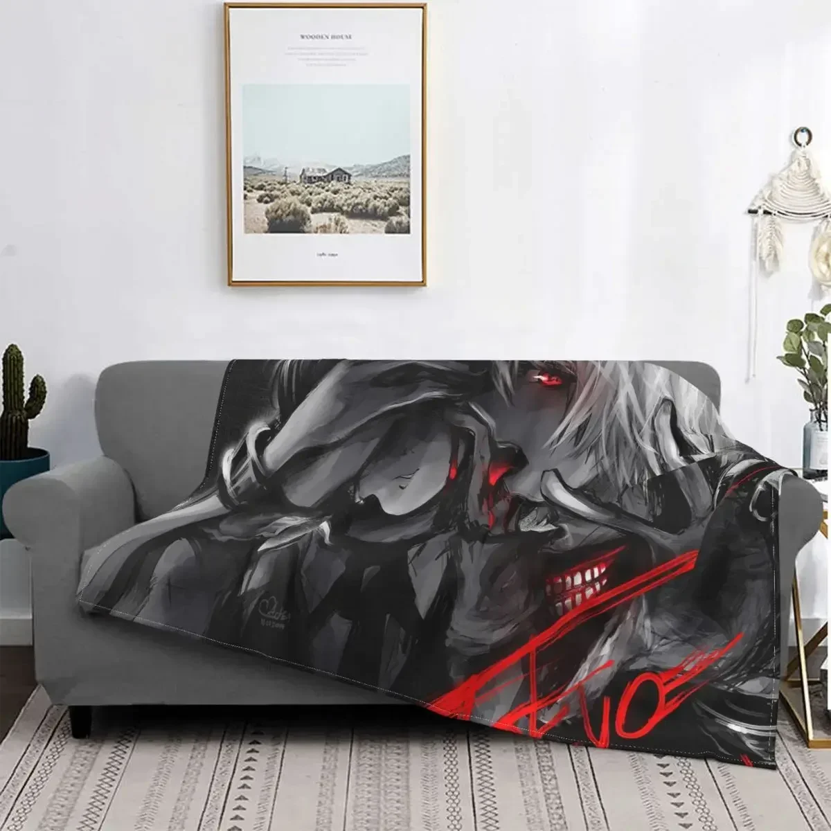 

Tokyo Ghoul Kaneki Ken Blankets Fleece Winter Manga 3D Multifunction Lightweight Throw Blanket for Bedding Travel Rug Piece
