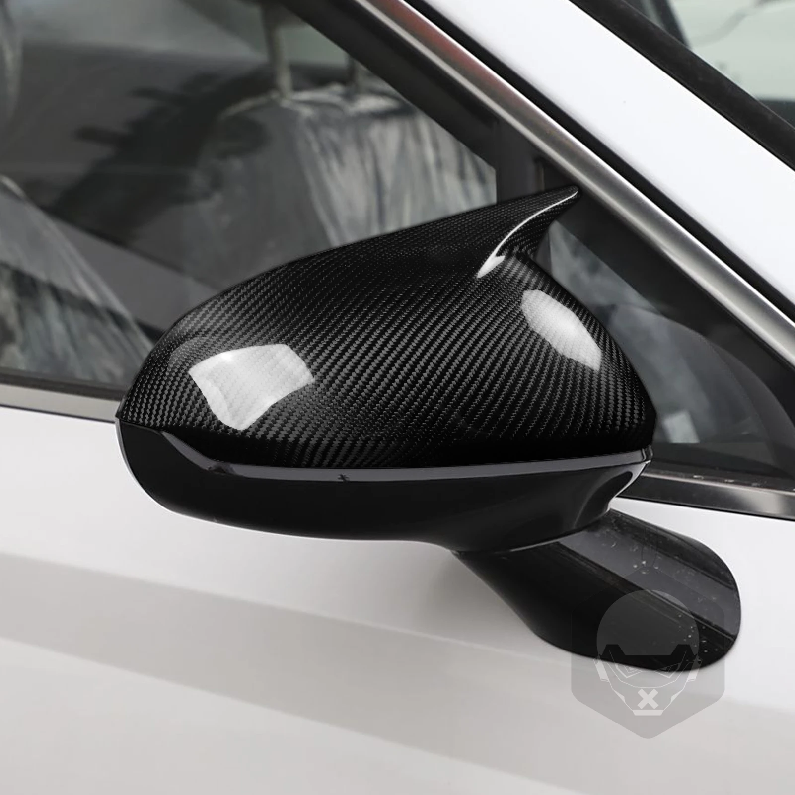 2 قطعة ألياف الكربون الحقيقية اكسسوارات السيارات غطاء مرآة جانبية الكسوة الزخرفية لشركة هيونداي سوناتا 11th 2024-2025 #3