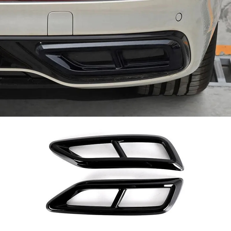 

Gloss Black Exhaust Tail Pipe Cover For Volkswagen VW Tiguan MK2 R Line Facelift 2020-2024 Rear Bumper Muffler Trim Accessories