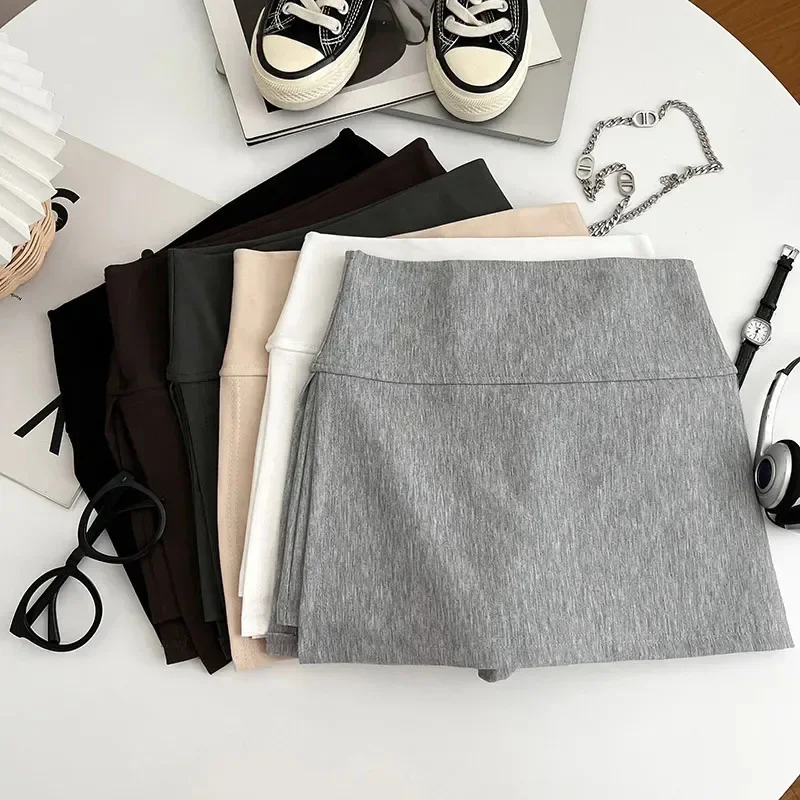 

Xpqbb Summer High Waist Skirt Women Sexy Skinny Side Split Package Hip Skirts Woman Fashion Wild Anti-glare Shorts Mini Skirt