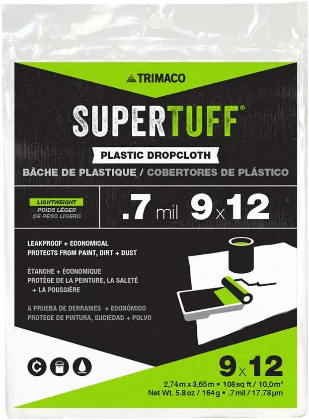 

Пленка-покрытие SuperTuff 9x12 футов, 108 кв. футов, сверхпрочная защита для полов и мебели