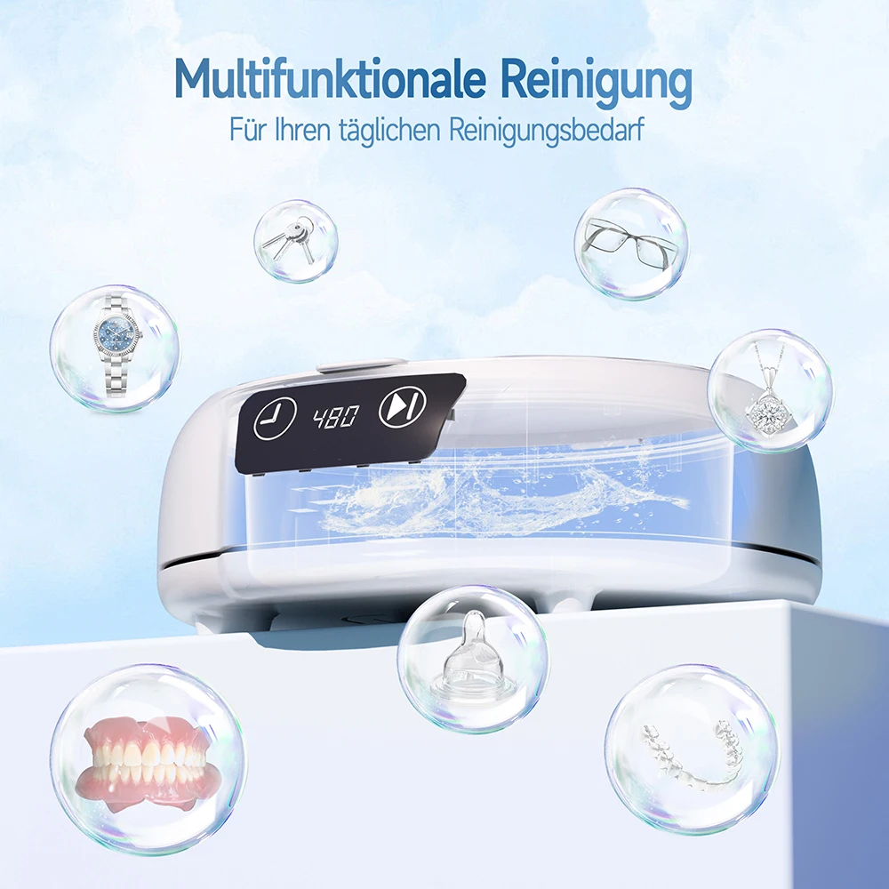 KUNPHY 초음파 세척기 700ML 24W 48kHz 초음파 보석 세척기 (시계, 반지, 안경, 매니큐어 커터, 면도기, 브러쉬용)