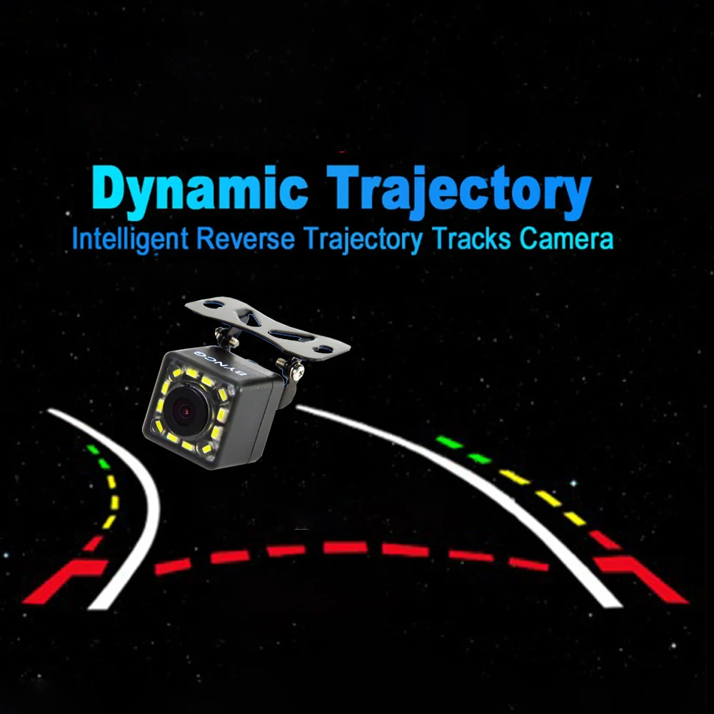 Telecamera di retrovisione per Auto con traiettoria dinamica intelligente 12 LED visione notturna retromarcia Monitor di parcheggio automatico CCD