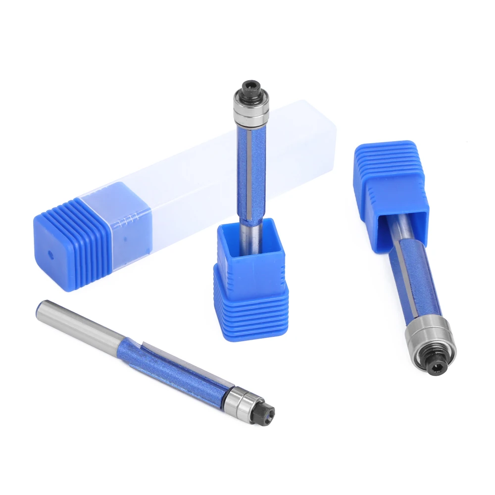 LAVIE 4PCS 1/4 6MM Shank Double Bearing Flush Trim Bit Router Bit Set Woodworking Milling Cutter For Wood Bit Face Mill C06